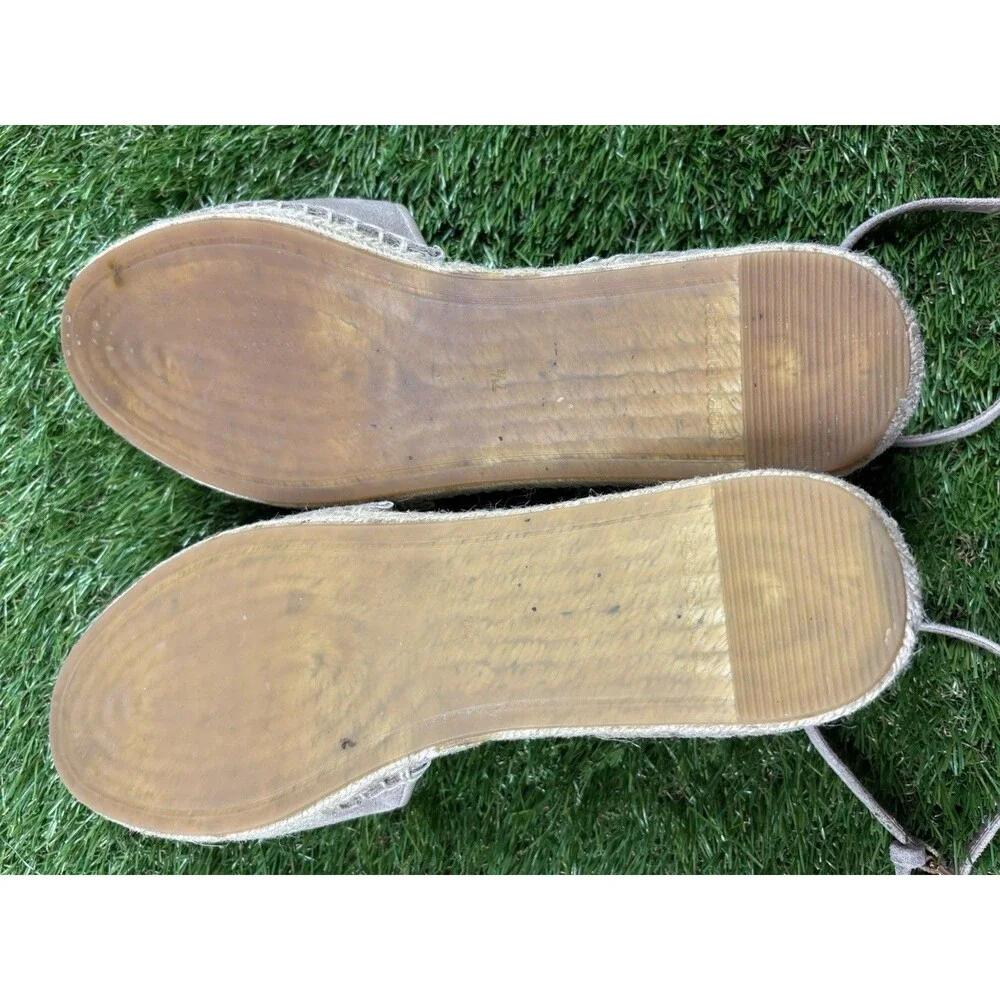 Tory Burch Eleanor Dorsay Logo Plaque Espadrilles Sz 7.5 Ankle Strap
